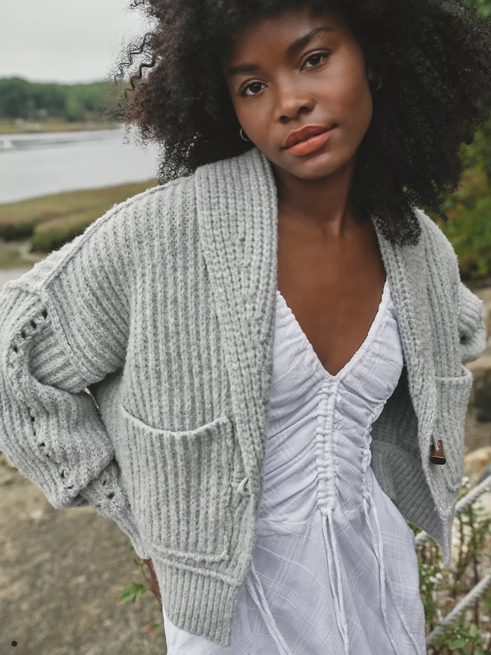 Free People Jackson Knit Cardigan women’s xs grey gray